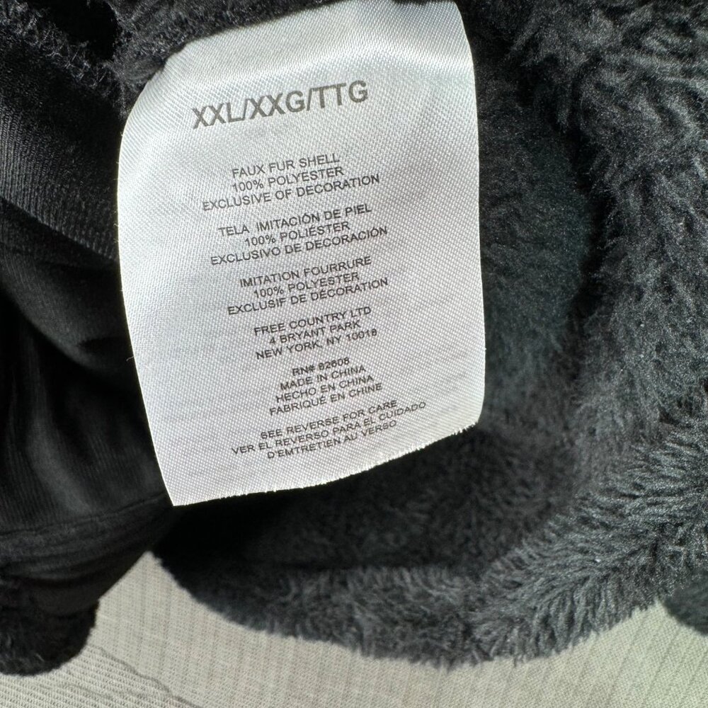Free Country Womans Size XXL Plush Faux Fur Zip-Up Jacket - Black Polyester - Picture 4 of 10
